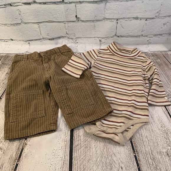 JANIE AND JACK Boy’s 2 Piece Turtleneck Onesie and Corduroy Pants / Size: 3-6 Mo - Picture 1 of 8